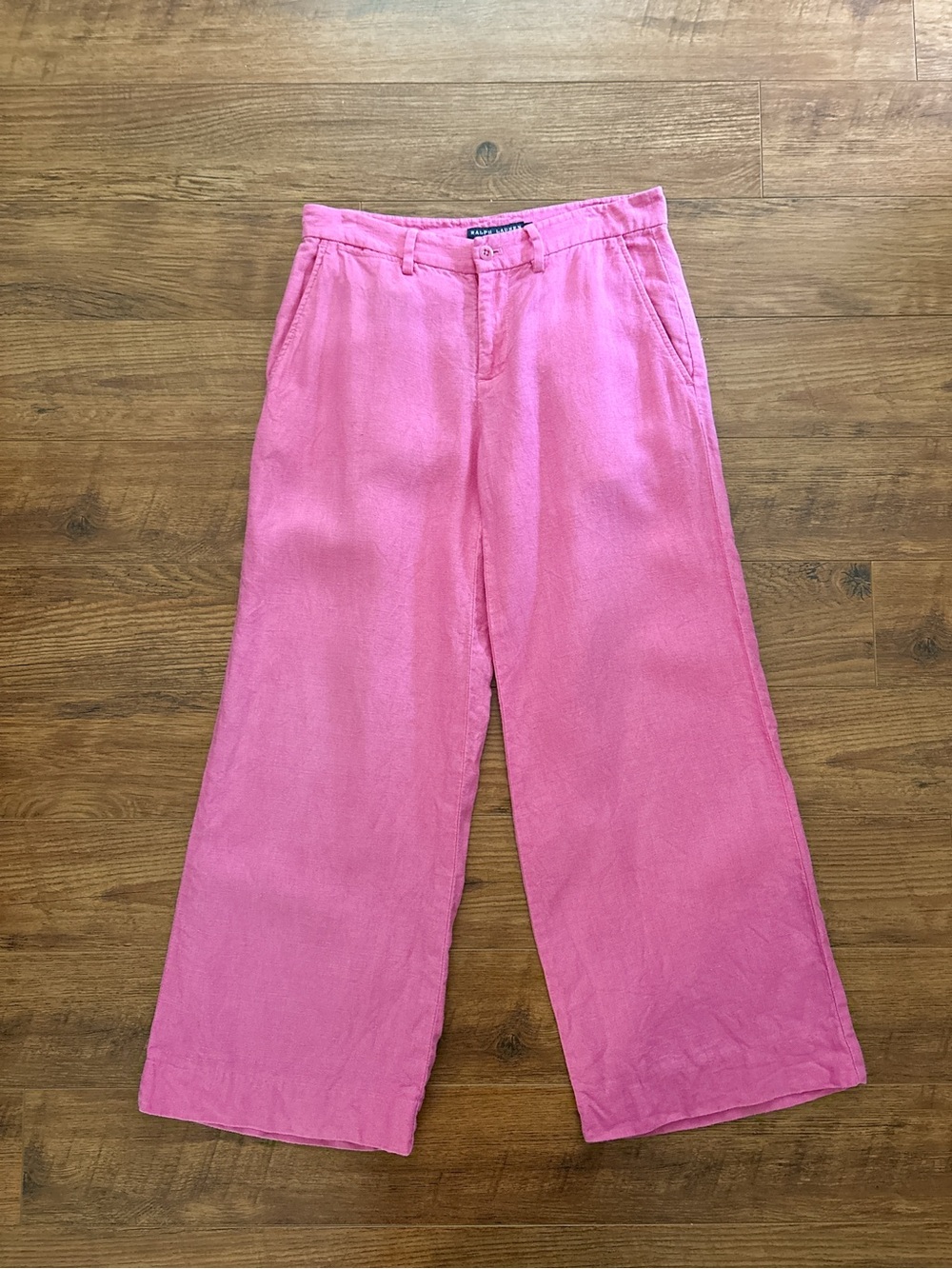 Ralph Lauren Pink 100% Linen Wide Leg Pants Size 2 - Picture 4 of 10